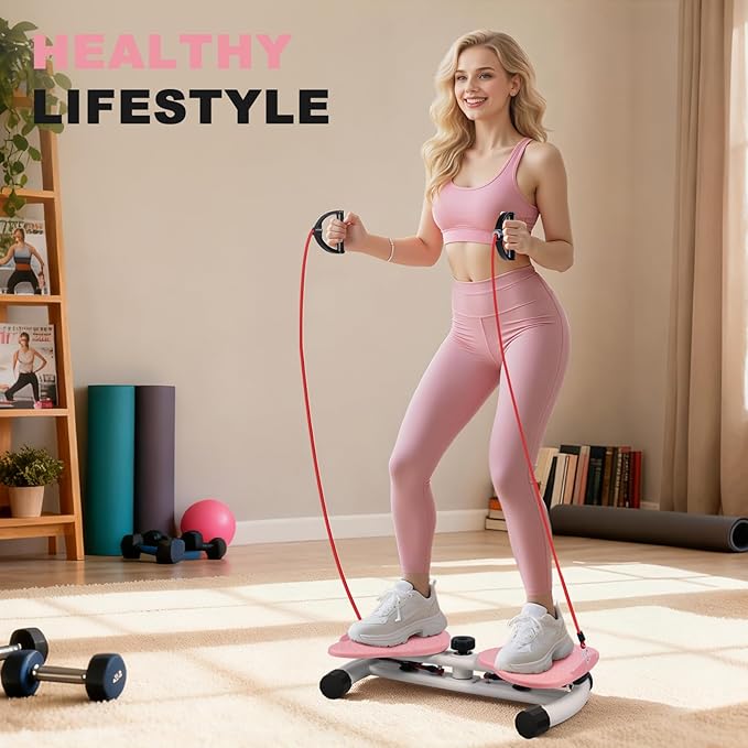 Waist Twister Machine, Ab Twister Board with Resistance Bands - 300 lbs Capacity Home Exercise Equipment for Belly Fat, Core Workout - Noiseless & Anti-Slip for Women/Men