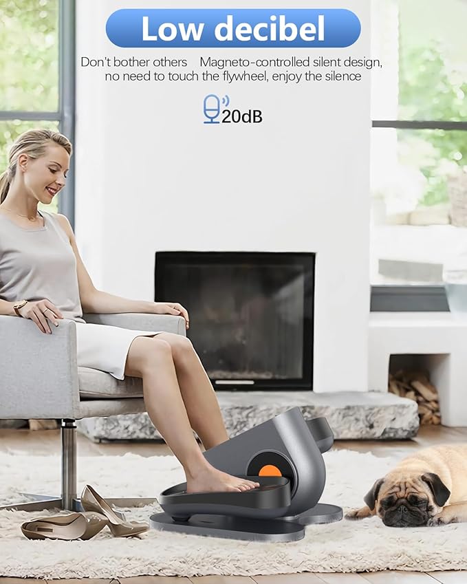 Under Desk Elliptical Machine, Electric Ellipse Leg Exerciser While Sitting for Seniors Adults, Leg Ercise Pro, Leg Exerciser While Sitting, Home Use Seated Ellipse Leg Exerciser, Gray