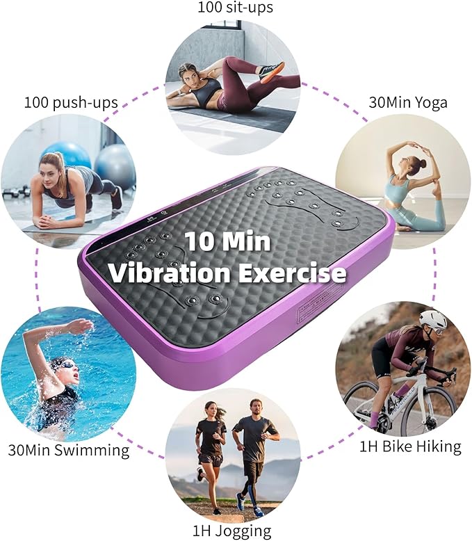 Vibration Plate Machine with Resistance Bands and Remote Control 125 Speed Levels 450LB Capacity Whole Body Oscillating Platform for Home Use