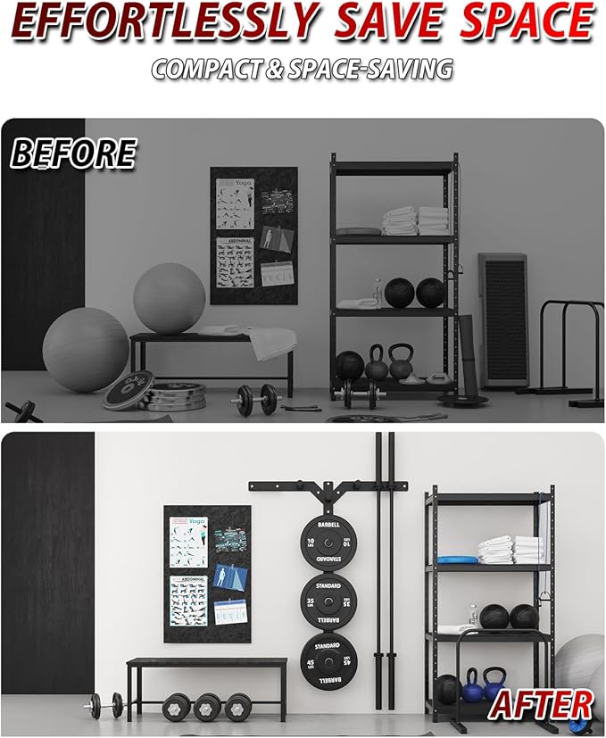 Mikolo Weight Plate Storage Rack, Wall Mounted Weight Plate Holder, Bumper Plate Storage for Home Gym, Fit 1" and 2" Plates
