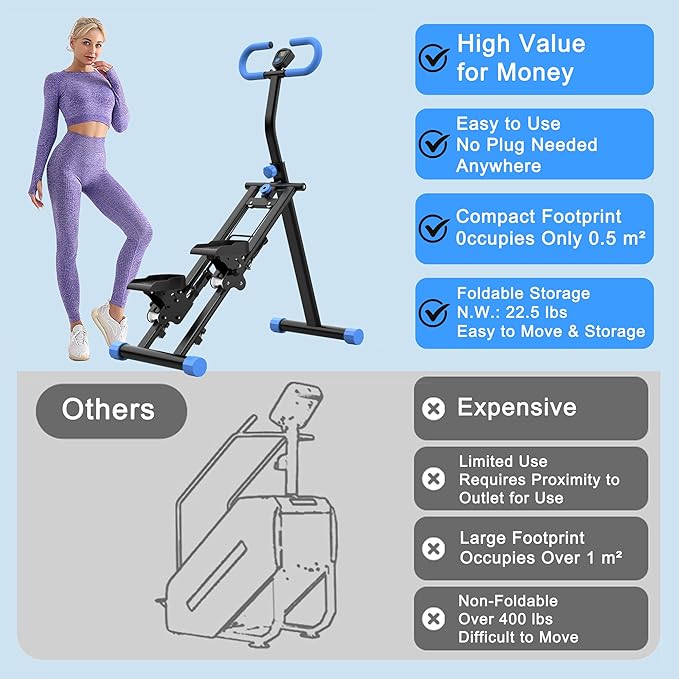 Stair Stepper for Home,Vertical Climber Workout Machine with Stable Frame and Adjustable Handlebar for Legs Workouts,Full-Body Cardio Workout Equipment for Women & Men