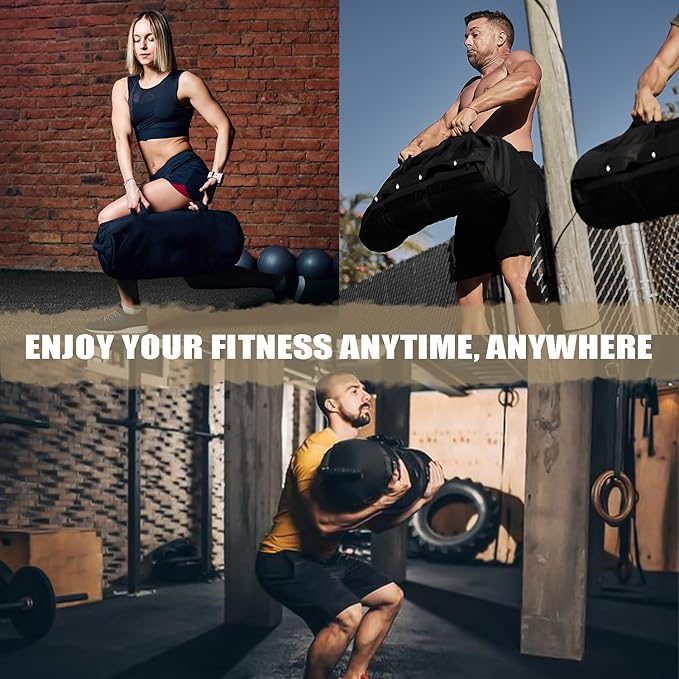 Workout Sandbag, Adjustable Weight Training Fitness Sand Bags with Multiple Handles and 3 Inner Sandbags for Heavy Duty Workout Cross Training Strength Weightlifting