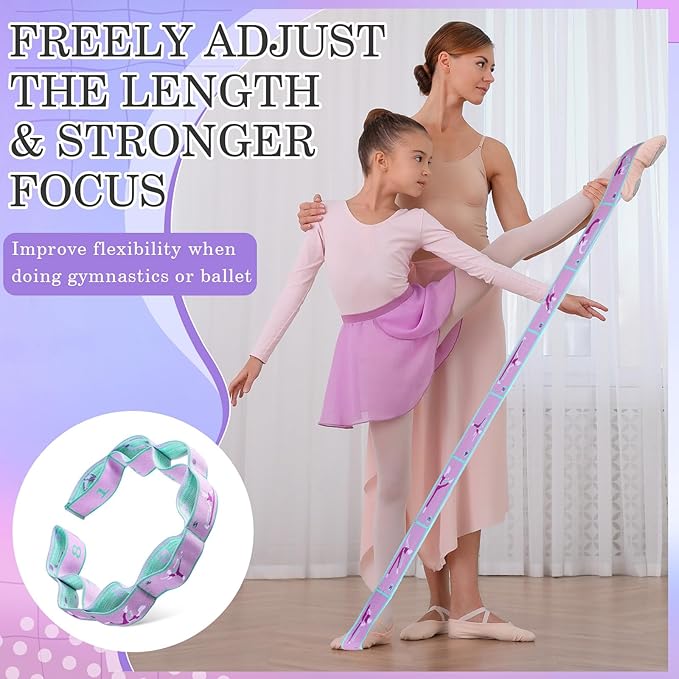 Stretch Strap for Kids Elastic Gymnastic Stretching Ballet Dance Band with 8 Loops Adjustable Exercise Training Resistance Strap for Children Stuff Pilates Latin Yoga Equipment