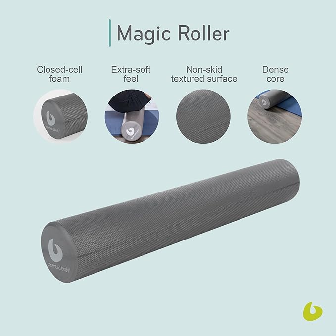 Balanced Body Softie Roller, Soft Foam Roller, Muscle-Release Roller, Muscle Roller for Post-Pilates Workout or Physical Therapy, Stretching Tool, Light Gray