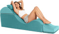 Avana Kami Convertible Chaise/Bed Bench for Yoga & Massage - 2-in-1 End of Bed Ottoman with Concealed Fold Out Yoga Lounge Chair, Microvelvet Blue