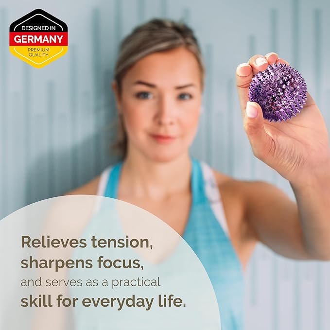 2X Spiky DBT Skill Balls | 2inch | Magnetic Stress Relief Balls | Spiky Massage Balls for Relaxation, Tension Release, Focus & Mobility (Purple)