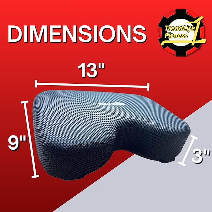 TreadLife Fitness Universal Rowing Machine Seat Cushion | Designed for Concept 2 Rowing Machines, Compatible with All Rowers | Extra Thick 3" Memory Foam with Adjustable Strap Black