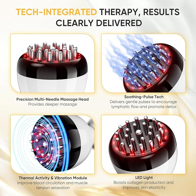 Lymphatic Drainage Massager - Anti Cellulite Massage Tool & Body Sculpting Machine with 30-Level Microcurrent, Light Heat & Vibration for Legs Arms & Belly Body Helps Reduce Stretch Marks & Cellulite