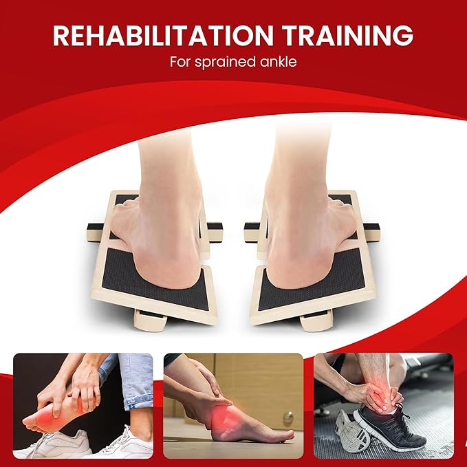 Ankle Strengthener & Axis Board, Bamboo Ankle Balance Board for Physical Therapy, Blackboard Foot Trainer & Foot Strengthener, Giboard for Balance Training, Axisboard for Leg Stability