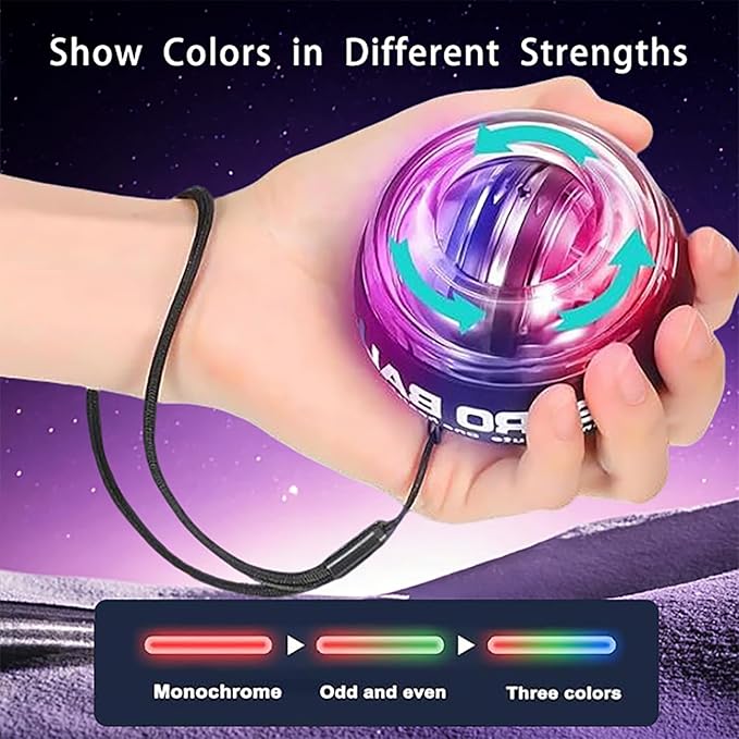 Hand Grip Strengthener Ball Wrist Ball gyro ball Exerciser Auto-Start Wrist Balls Hand Exerciser Devices with LED Lights for Strengthening Arms hand strengthening devices powerball gyro exerciser