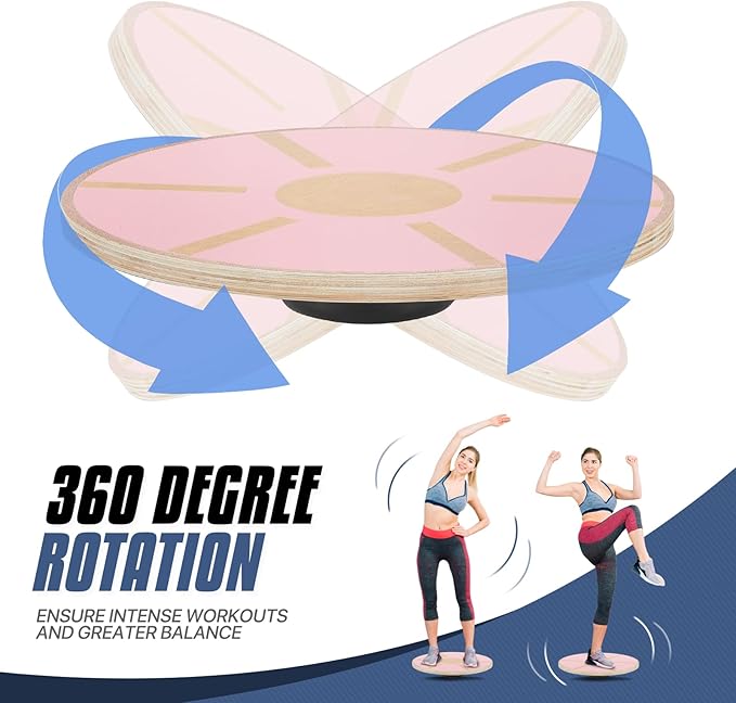 MADOG Wooden Wobble Balance Board for Adults, 15.5" Anti-Skid Sandpaper for Workout Core Trainer Physical Therapy, Home Gym Stability Board