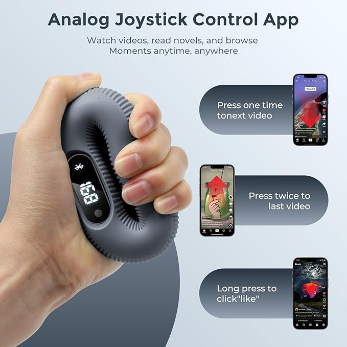 Smart Grip Strength Trainer with Bluetooth APP - Squeeze to Play Games & Scroll TikTok Hands-Free, Soft Silicone, Portable Hand Exercise for Strength, Stress Relief & Rehab