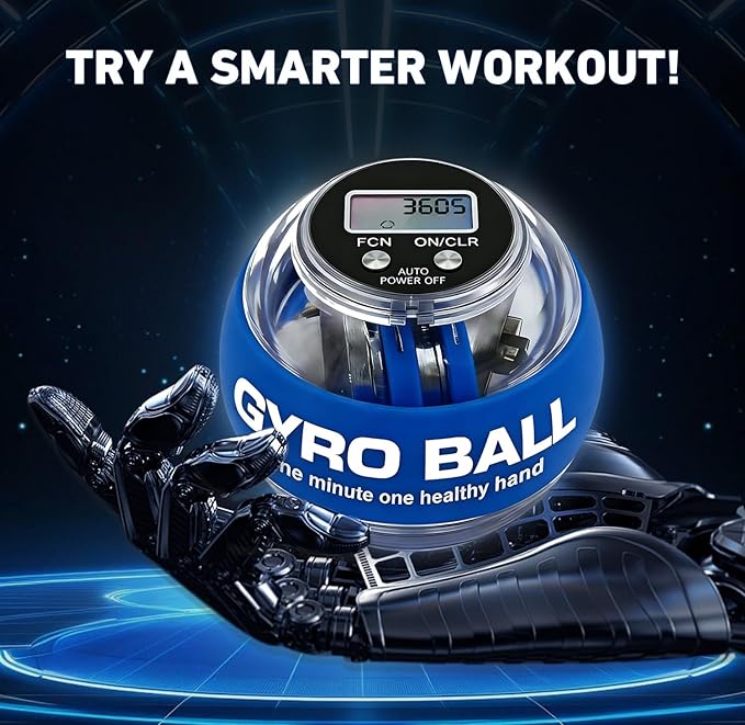 Torque Ball Hand Exerciser,Gyro Ball Hand Wrist Exerciser with Counter,Compact and Portable, Auto-Start Colorful Lighting,Designed for Fitness Enthusiasts and Office Workers(Blue)