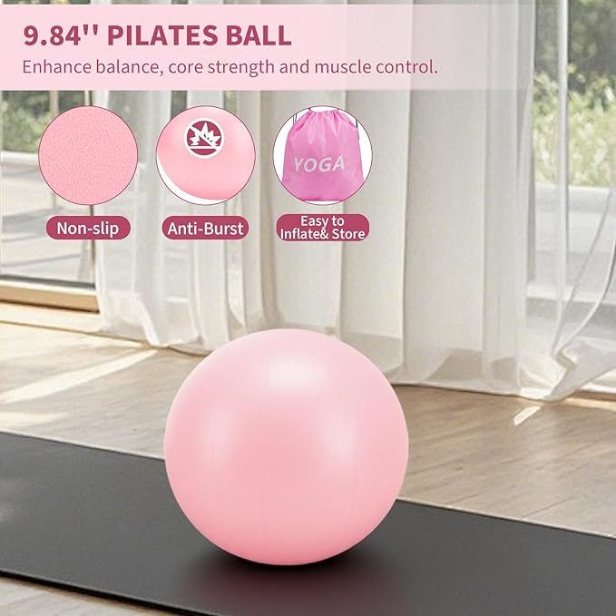 Pilates Ring Set for Women, Home Workout Pilates Equipment with Resistance Bands, 14'' Magic Circle, Mini Ball, Pilates Starter Kit for Strength