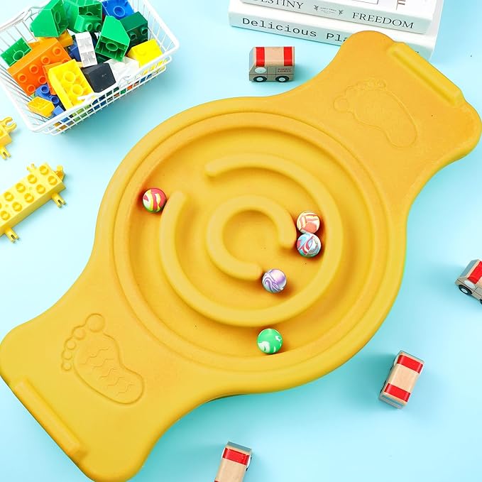 Maze Balance Board for Kids Plastic Wobble Rocker Balance Board with Mini Balls Load 220lb Balance Game with Handles for Toddler Balancing Exercise Equipment Game, 24.5 x 11.8 Inch