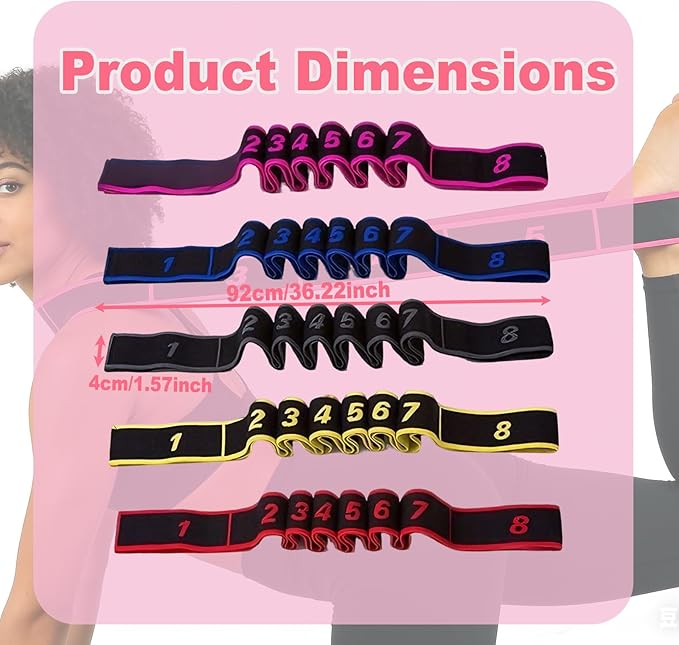 5 Pack Fitness Resistance Bands, Numbered Resistance Bands for Glutes, 8-Section Elastic Training Bands for Yoga, Stretching, Pilates, Fitness