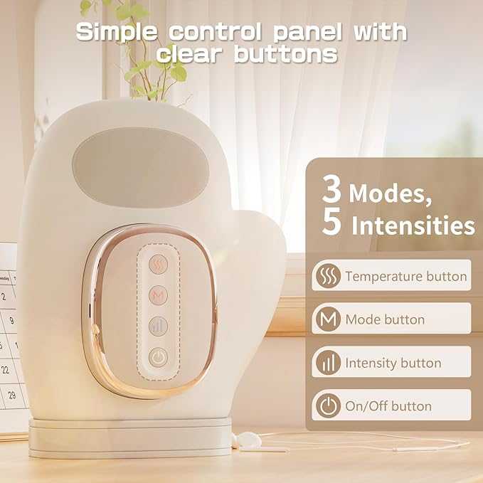 Hand Massager with Heat and Compression - Cordless Electric Hand and Wrist Massager for Arthritis, Carpal Tunnel & Finger Pain Relief - 5 Levels 3D Wave Pressure, 3 Heat Settings - Ideal Gift