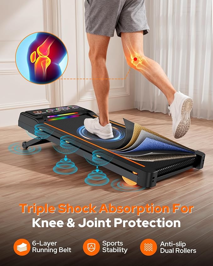 Walking Pad Treadmill with 15% 12-Level Auto Incline, 450 lbs Capacity UI Screen, Trisomy 3.5HP Quiet Under Desk Treadmill with Bluetooth Speaker & Remote, Compact Treadmills for Home Hiking Control