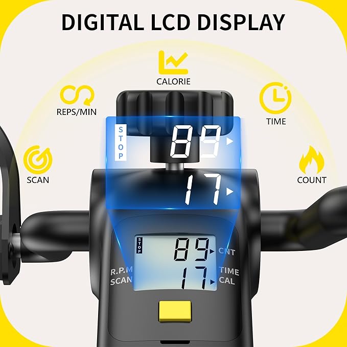 MOMODA Under Desk Bike Pedal Exerciser with LCD Display Portable Mini Exercise Bike for Arm and Leg
