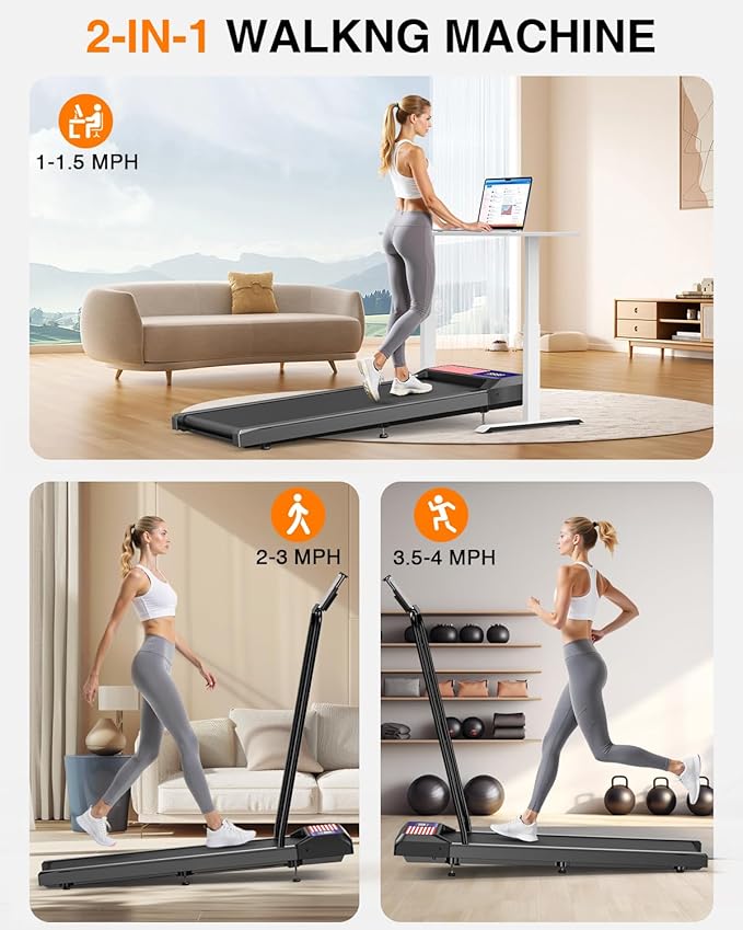Walking Treadmills Pad,Under Desk Treadmills with Removable Handle,8% Incline Treadmills for Home and Office, 270Lbs Capacity Walking Mat with APP &Remote Control, LED Display