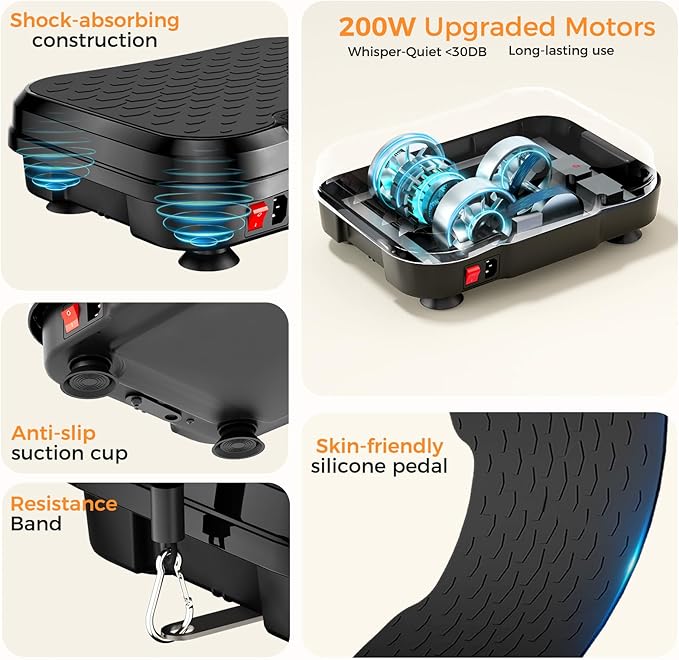 Vibration Plate Exercise Machine, Vibrating Platform for Lymphatic Drainage Weight Loss, 250 Speeds Full Body Workout Vibrated Plates Fitness Platform for Home Women Men