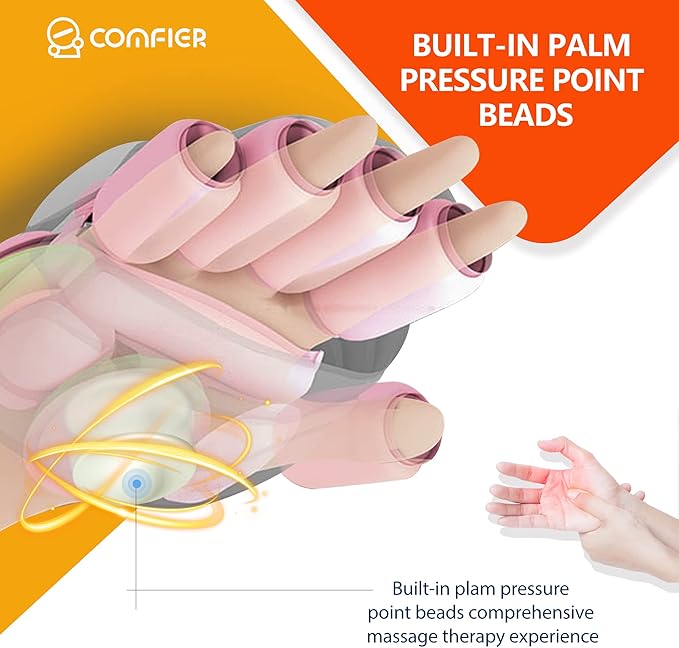 COMFIER Hand Massager for Arthritis and Carpal Tunnel,Wireless Hand Massager with Heat & Compression,3 Levels Heating,Rechargeable Massager Machine,Christmas Gifts for Women
