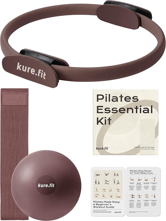 Cocoa Pilates Kit and Black Adjustable Dumbbell Set 2lb to 5lb Bundle