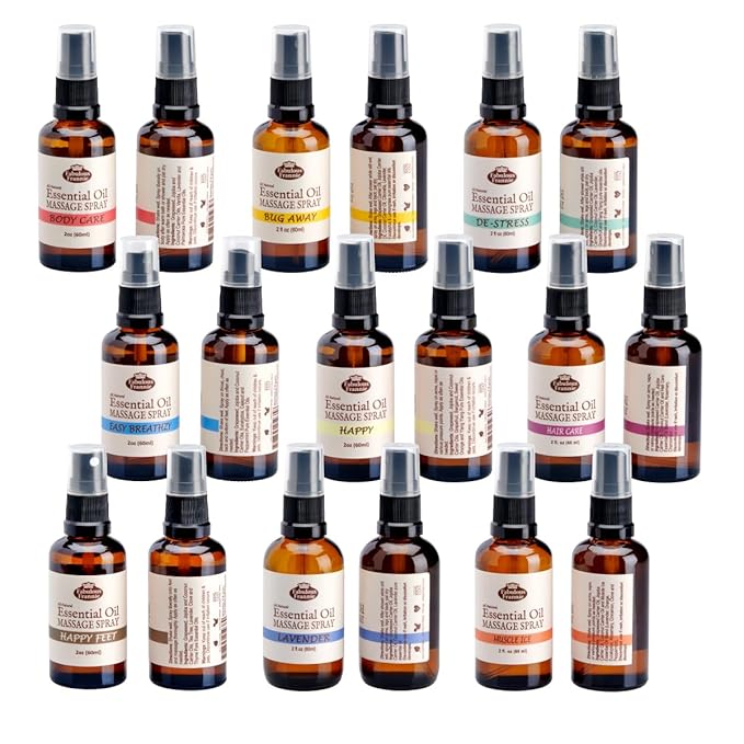 Fabulous Frannie Massage Spray Variety 10 Pk All Natural Carrier Oils and Pure Essential Oils 2oz each