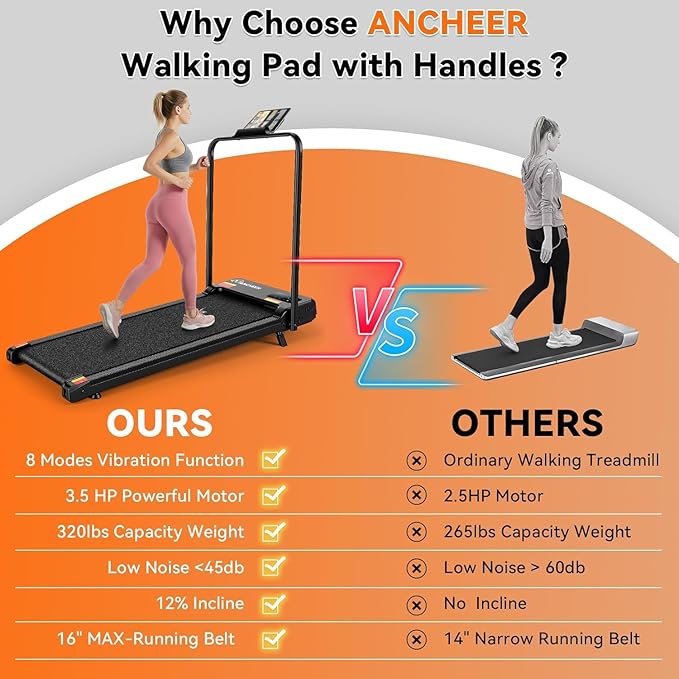 Small Walking Pad Treadmill with Incline - Under Desk Treadmills with Vibration Plate, 2.5HP Compact Portable Walking Pads with Handle Bar for Home Small Spaces, Office, Remote Control & LED Display
