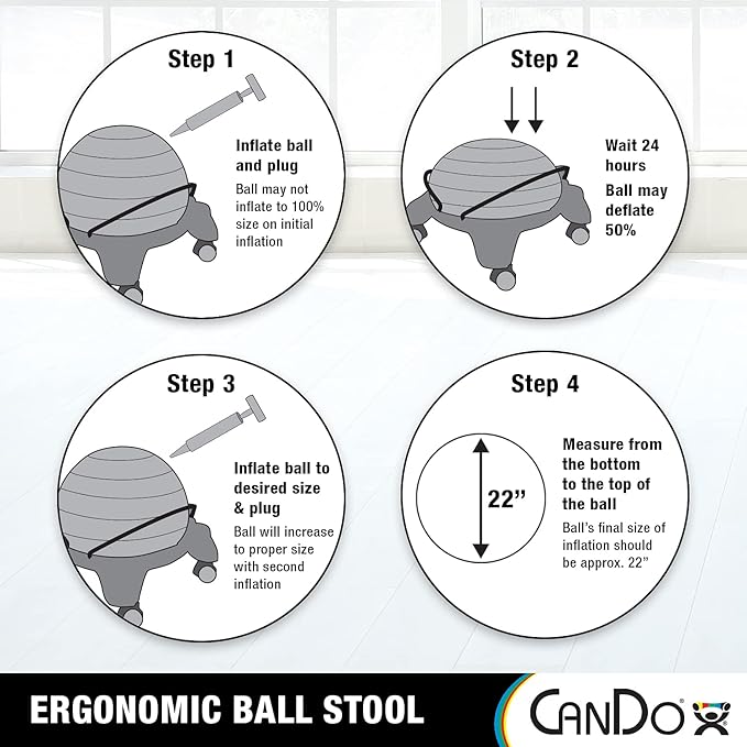 CanDo Ball Stool Plastic No Back Adult Size