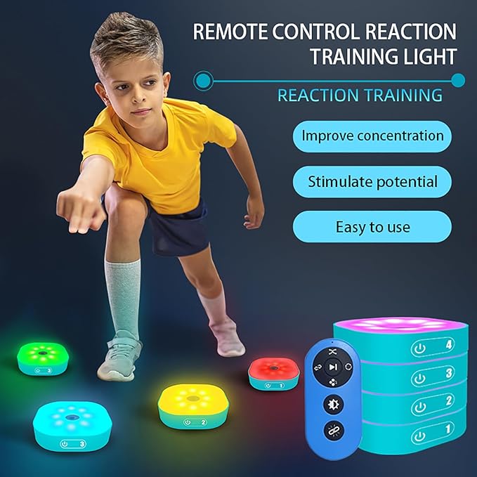Reaction Training Lights for Kids, Speed Agility Response Training Reaction Lamp, Basketball Boxing Soccer Training Equipment Teaching Props for Sport, Fitness