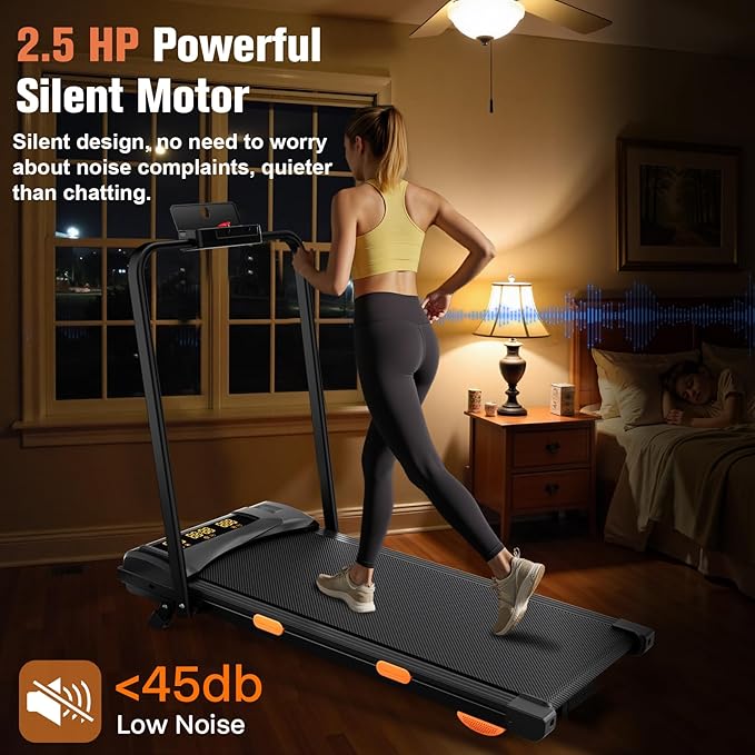 Foldable Treadmills for Home, Quiet Treadmill with 10% Incline, Walking Pad Treadmill with Desk, 350lbs Weight Capacity Walking or Running for Home Office