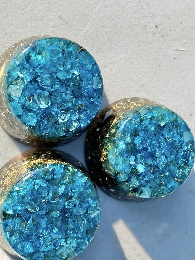 Blue Topaz Orgone Generator Energy Accumulator 528Hz/7.83Hz/Advance Harmonics Many Beautiful Ingredients and Colors!! (Blue Topaz)
