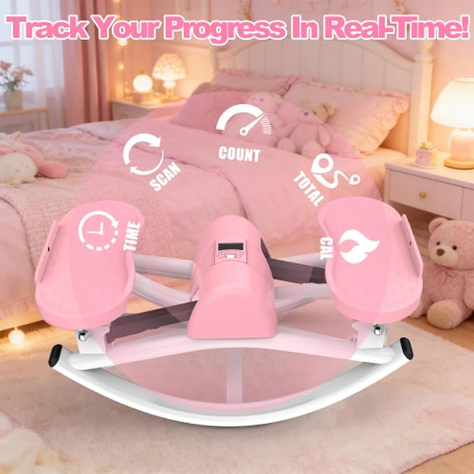 Rocking Stepper,Rock Stepper Side to Side,Step Rocker Machine with Resistance Bands & Anti-Slip Mat and LCD Monitor, Professional Mini Steppers for Exercise at Home