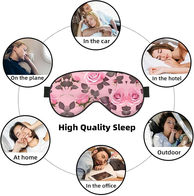 Pretty Pink Roses Head-Mounted Double-Sided Light-Blocking Sleeping Eye mask to Protect Eyes and Relieve Eye Fatigue
