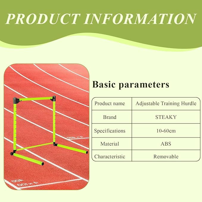 Hurdles Adjustable with Scale 23.62'' Detachable Agility Training Equipment for Track Soccer Football for Athletic Jumping Speed Drills
