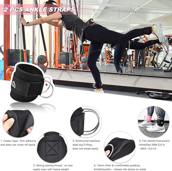 ATENTO 10Pcs Barbell Pad Set with Weight Lifting Belt, Thick Cushion Hip Thrust Pad for Bench Press, Lunges, Workout, Leg Exercise, Squat Bar Pad for Relief Pressure from Neck & Shoulder for Smith machine & Olympic Bars, with 2 Gym Ankle Straps, Hip Re...