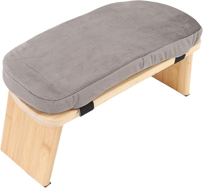 Dioche Meditation Bench Meditation Wooden Bench Ergonomic Detachable Kneeling Stool with Soft Cushion for Yoga – Blue, Includes Carry Bag (Grey)