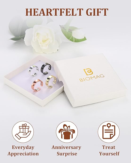 BioMag Copper Rings for Women, 99.99% Pure Copper Magnetic Rings Thumb Rings for Lymphatic Drainage, Adjustable Jewelry Gifts for Women