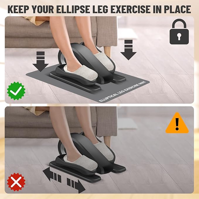 Under Desk Elliptical Mat - Non-Slip Exercise Equipment for Peloton Bike, Small Exercise Mat for Desk Workout Equipment