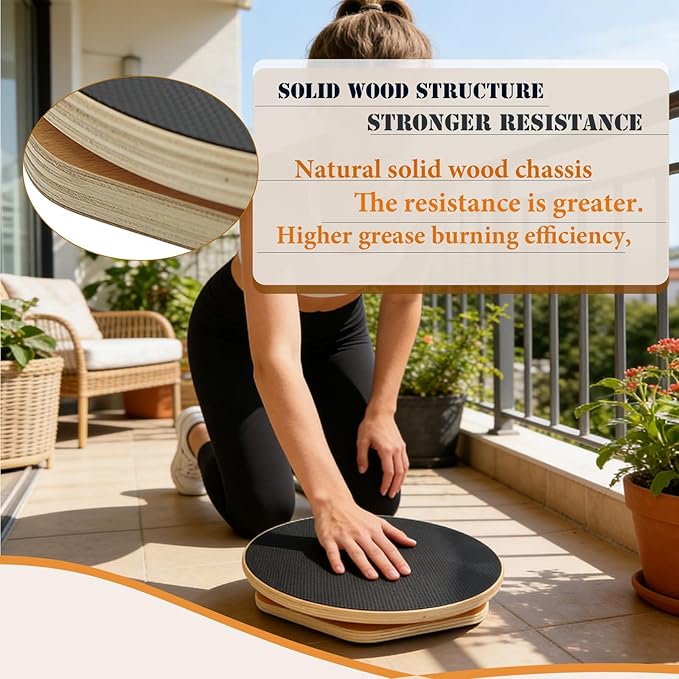 Ab Twister Board for Exercise,12 inch Waist Twisting Disc,Wood Waist Twisting Disc,Full Body Toning Workout,for Slimming and Strengthening Abdominal & Stomach Exercise Equipment