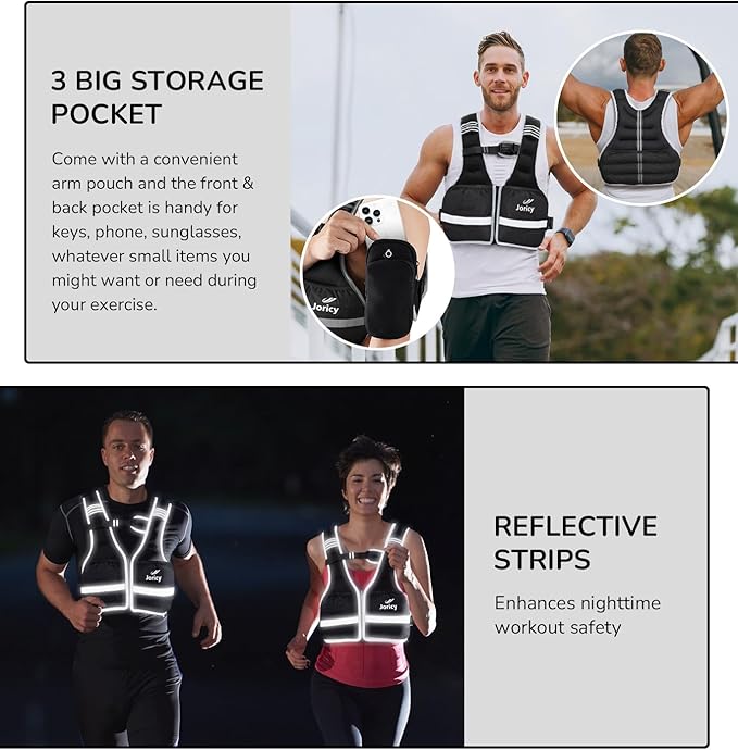 Weighted Vest Woman Men 6lb 8lb 10lb 12lb 14lb 16lb 20lb 25lb 30lb Weight Vest Zipper Front Rucking Vests With Reflective Strips for Walking Running Workout Strength Training Weight Loss Women