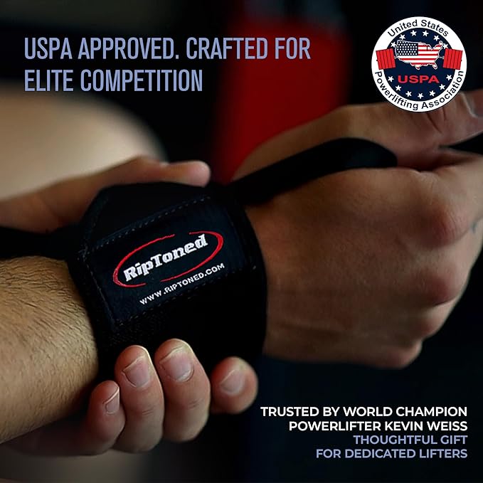 Rip Toned Wrist Wraps for Weightlifting – USPA & USAPL Approved 18" Wrist Straps for Powerlifting – Adjustable, Durable Gym Wraps with Thumb Loop – Quality Support for Men & Women