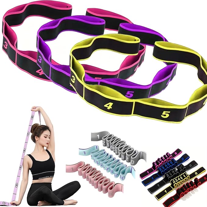 Fitness Resistance Bands with Handles, Numbered Resistance Bands for Glutes, Fitness Resistance Band for Stretching and Yoga, Adjustable Band for Seniors