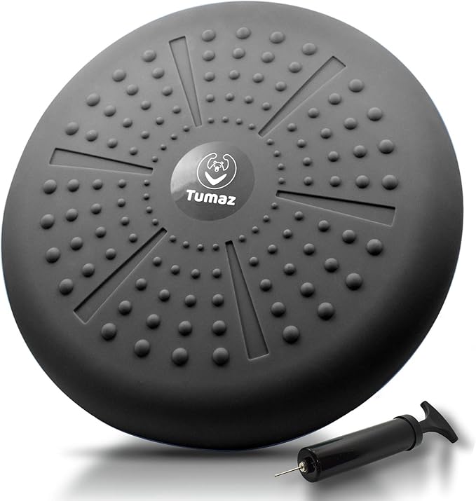 Tumaz Wobble Cushion - Wiggle Seat to Improve Sitting Posture & Stay Focused for Sensory Kids, Balance Disc to Core Strength & Flexible Seating [Extra Thick Balance Board, Pump Included Wobble Board]