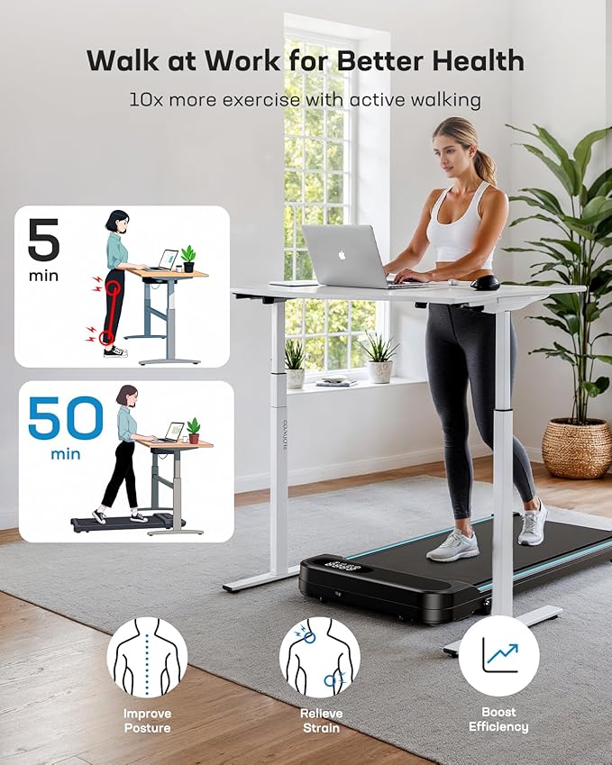 HUANUO Walking Pad Treadmill, Walking Pad with 5° Incline, 330 lbs Weight Capacity, 2.5 HP Low Noise Desk Treadmill, Remote Control & LED Display, Portable Treadmills for Home, Knee Protection