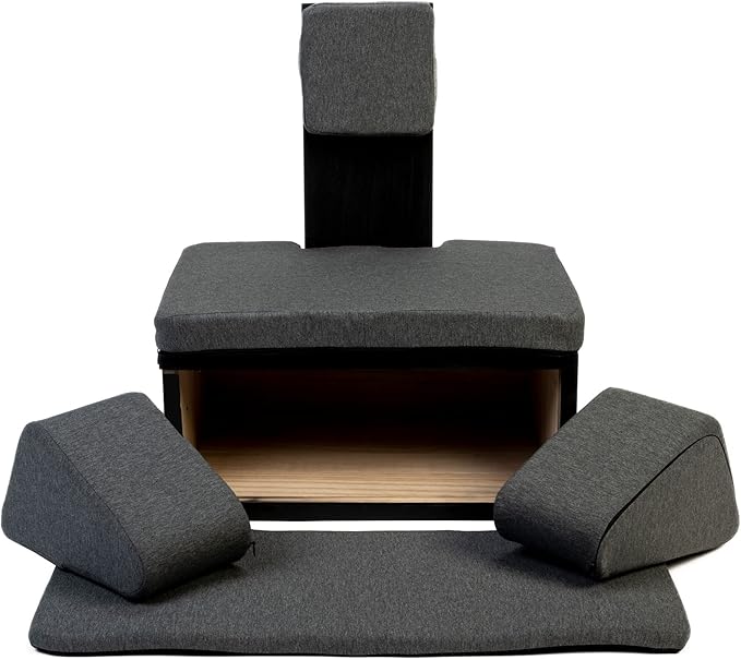 Ungloo Floor Meditation Chair with Back Support | Posture Seat with Padded Leg Wedges, Foot Pad and Supportive Backrest | Portable Lightweight Meditation Floor Chair