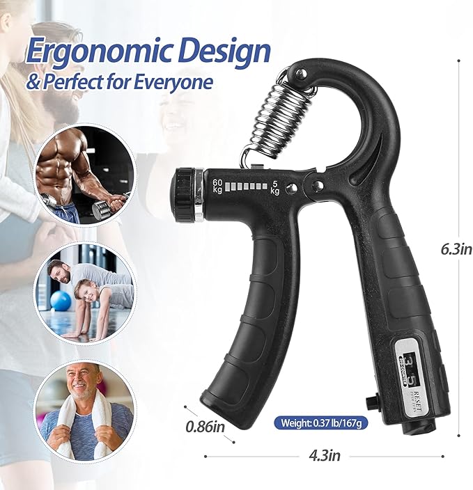 NIYIKOW 2 Pack Grip Strength Trainer with Counter, Hand Grip Strengthener, Adjustable Resistance 11-132Lbs (5-60kg), Forearm Strengthener, Perfect for Athletes Musicians