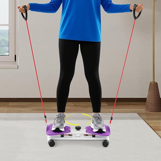 Waist Twister, Non-Slip Dual Pedal Ab Machine with Resistance Bands, Home Fitness Core Trainer for Slim Waist & Abs Workout, 260 lbs Capacity