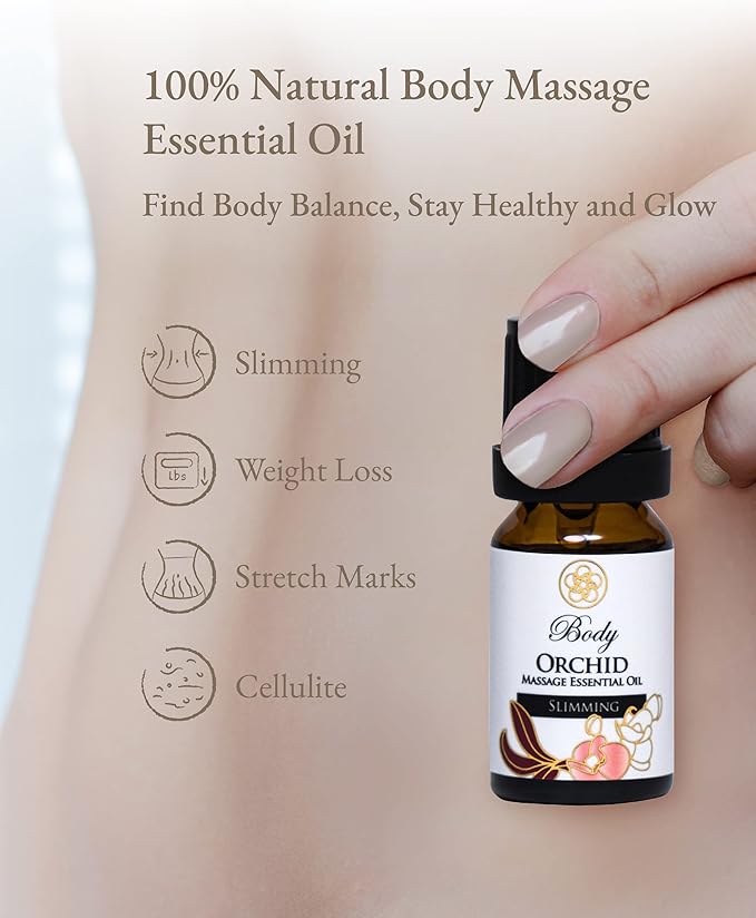 100% Organic Essential Oil Blend for Massage, Home Care, Aromatherapy, Natural Ingredients - Orchid, Cinnamon, Peppermint, Rose, 10ML